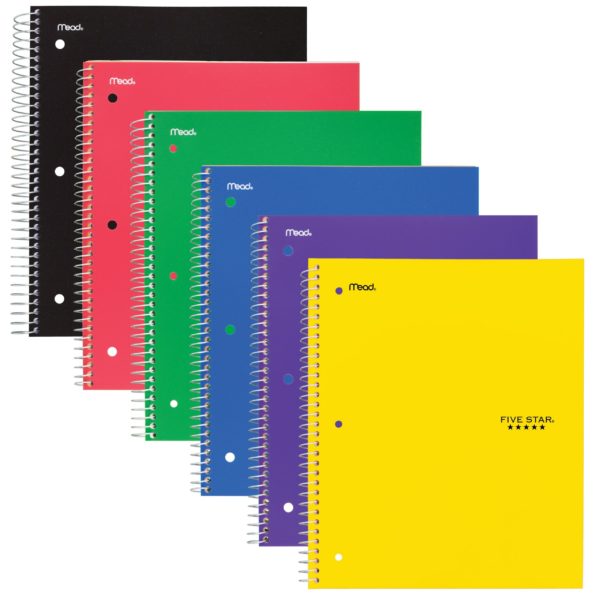 Five Star 5 Subject College Ruled Wirebound Notebook, 11″ x 8 1/2″